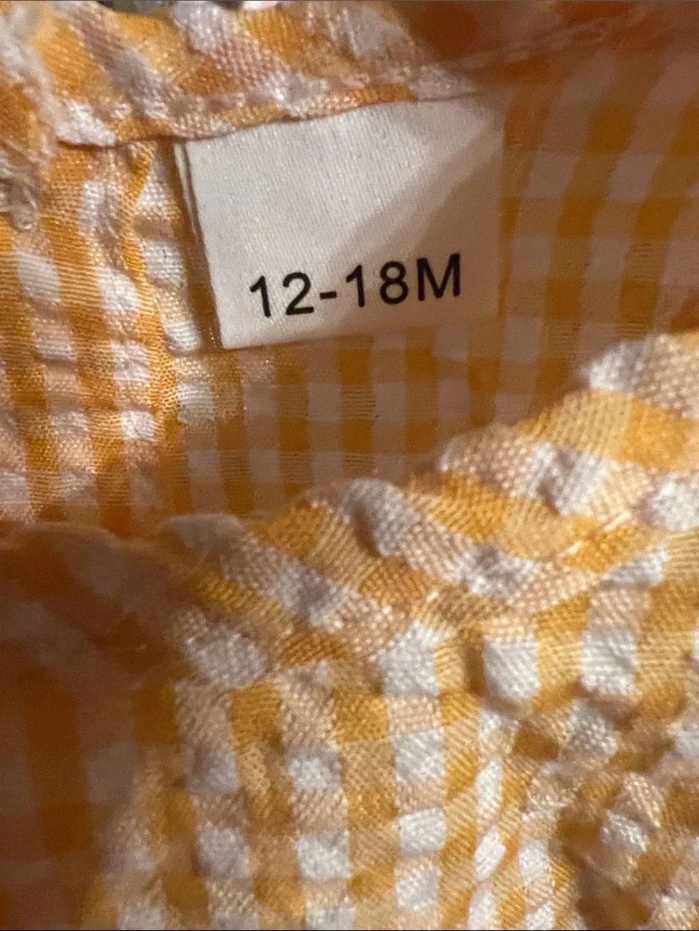 Orange lighting not good  Gingham Baby Romper with Pumpkin Embroidery NWOT